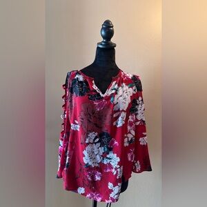 Jennifer Lopez Red Floral Blouse